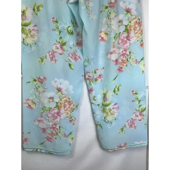 Oscar De La Renta Pink Label Women's Size Med Blue Floral Print Lounge Set - Picture 14 of 14